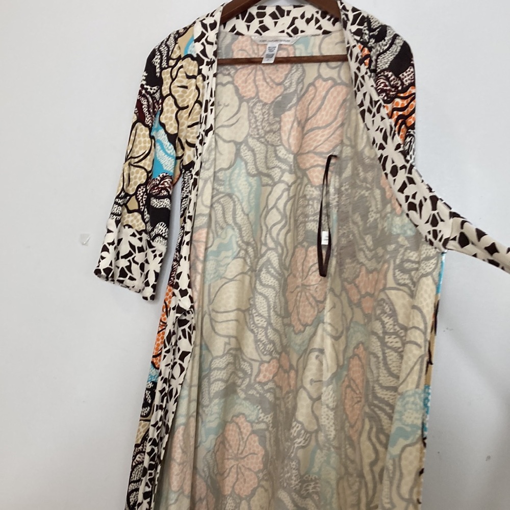 Diane Von Furstenberg Dress Womens 2 Silk Stretch Jersey Wrap Dress Orange Print - Picture 10 of 13